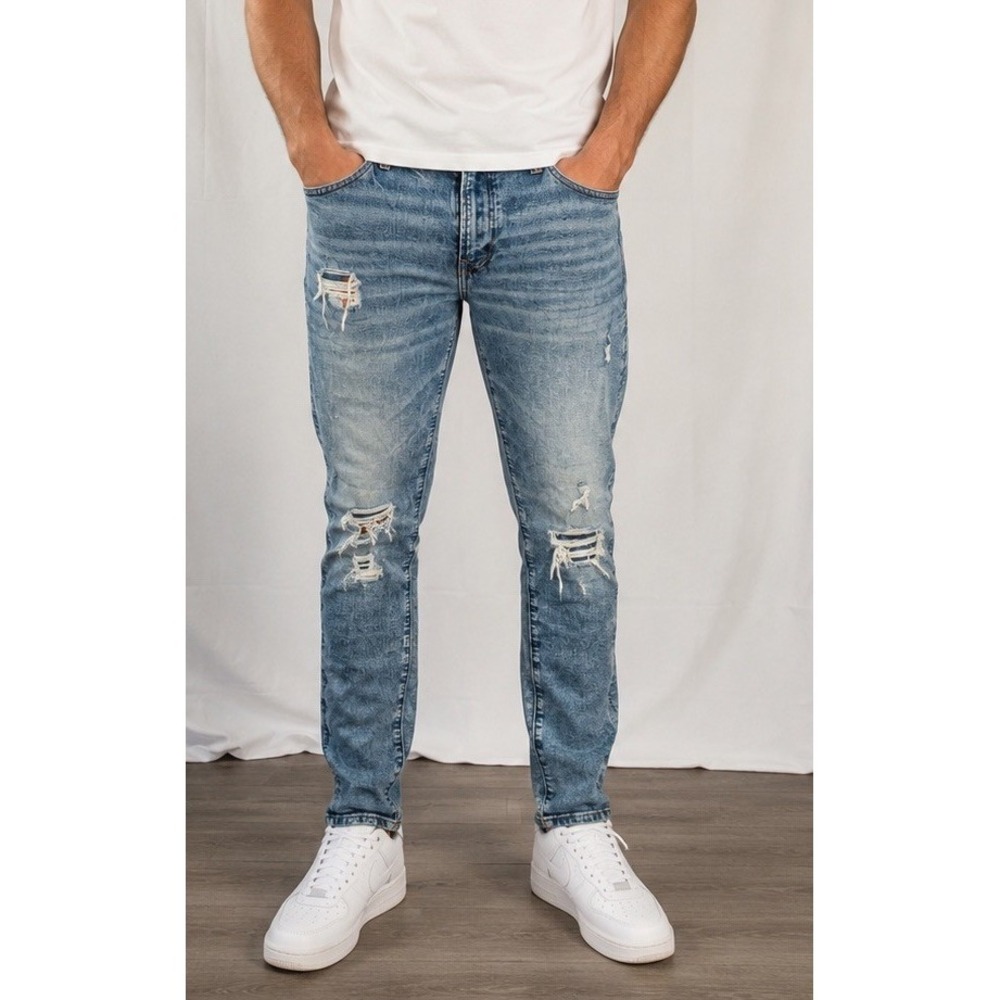 AMERICAN EAGLE Men's Airflex+ Distressed Athletic Fit Blueβ Denim Jeans 32x32